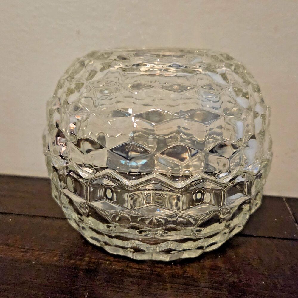 Vintage Homco Clear Glass Cubist Fairy Lamp - Candle holder - Night Light